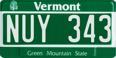 VT license plate NUY343