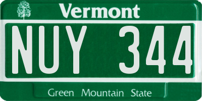 VT license plate NUY344