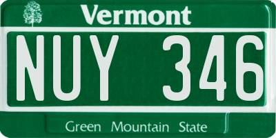 VT license plate NUY346