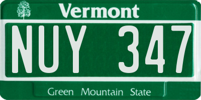 VT license plate NUY347