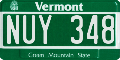 VT license plate NUY348