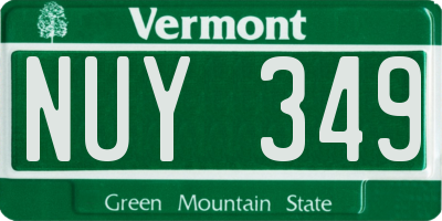 VT license plate NUY349