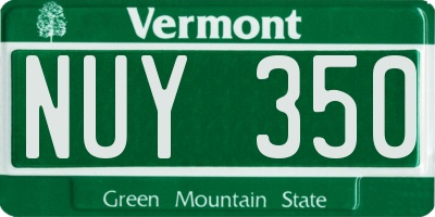 VT license plate NUY350