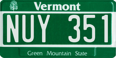 VT license plate NUY351