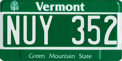VT license plate NUY352