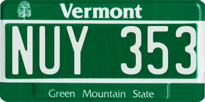 VT license plate NUY353