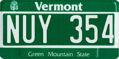 VT license plate NUY354