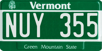 VT license plate NUY355