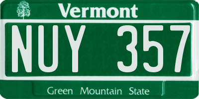 VT license plate NUY357