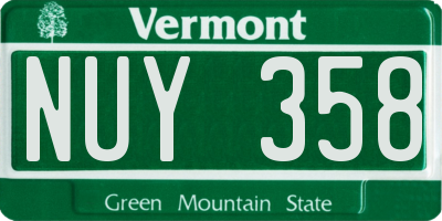 VT license plate NUY358