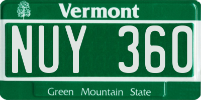 VT license plate NUY360