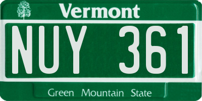 VT license plate NUY361