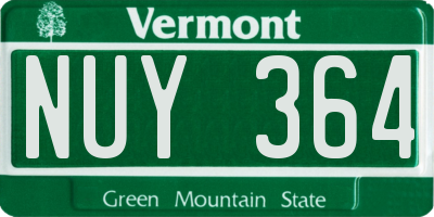 VT license plate NUY364