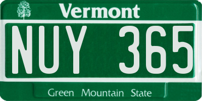 VT license plate NUY365