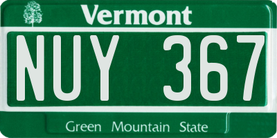 VT license plate NUY367