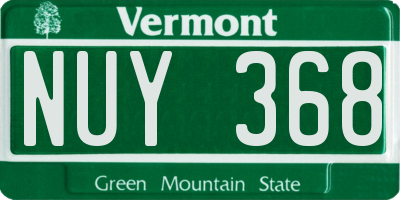 VT license plate NUY368