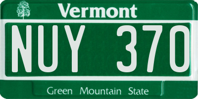 VT license plate NUY370