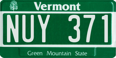 VT license plate NUY371