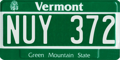 VT license plate NUY372