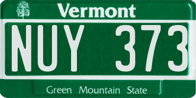 VT license plate NUY373