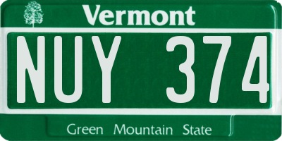 VT license plate NUY374
