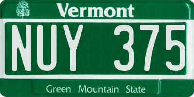 VT license plate NUY375
