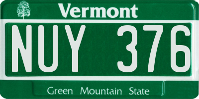 VT license plate NUY376