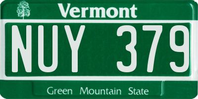 VT license plate NUY379