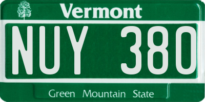 VT license plate NUY380