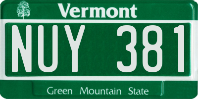 VT license plate NUY381