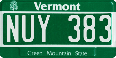 VT license plate NUY383