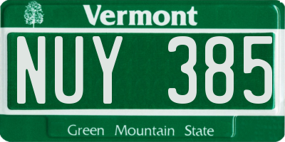 VT license plate NUY385