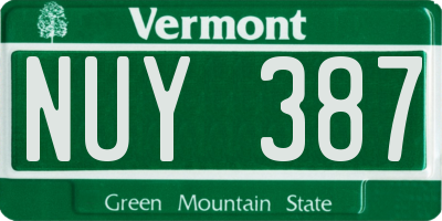 VT license plate NUY387