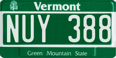 VT license plate NUY388