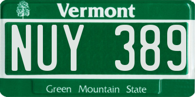 VT license plate NUY389