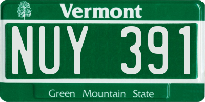 VT license plate NUY391