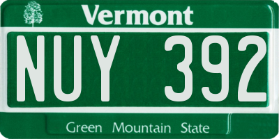 VT license plate NUY392