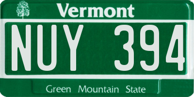 VT license plate NUY394