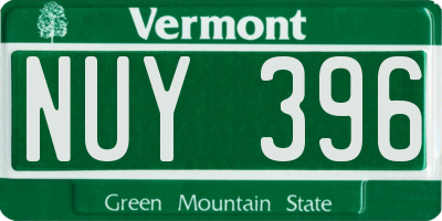 VT license plate NUY396