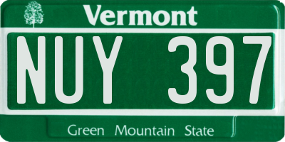 VT license plate NUY397