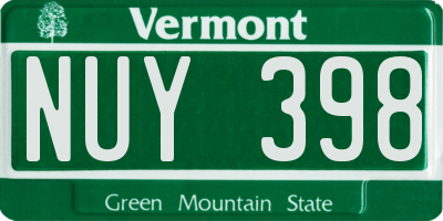 VT license plate NUY398