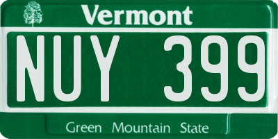 VT license plate NUY399