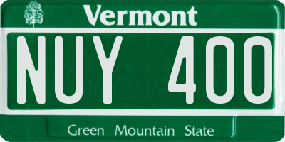 VT license plate NUY400