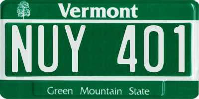 VT license plate NUY401