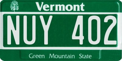 VT license plate NUY402