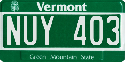 VT license plate NUY403