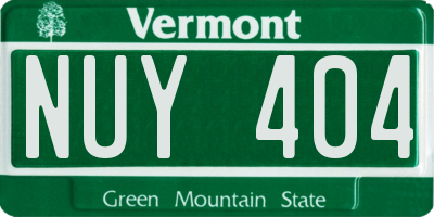 VT license plate NUY404