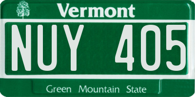VT license plate NUY405