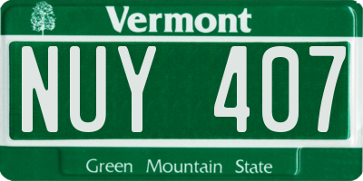 VT license plate NUY407