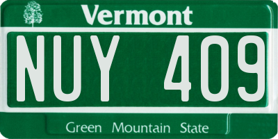 VT license plate NUY409